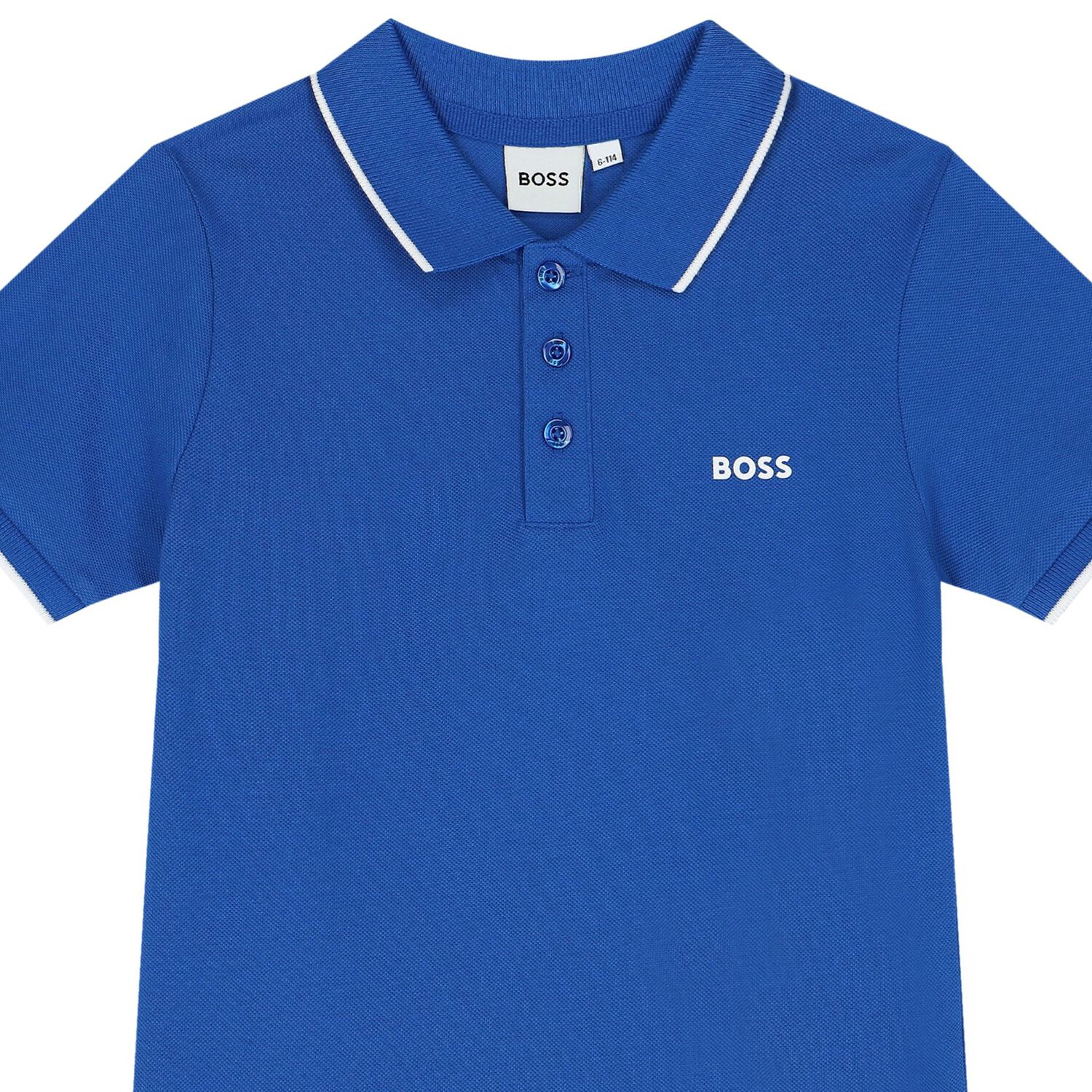 Boys Blue Logo Polo Shirt, 3, hi-res