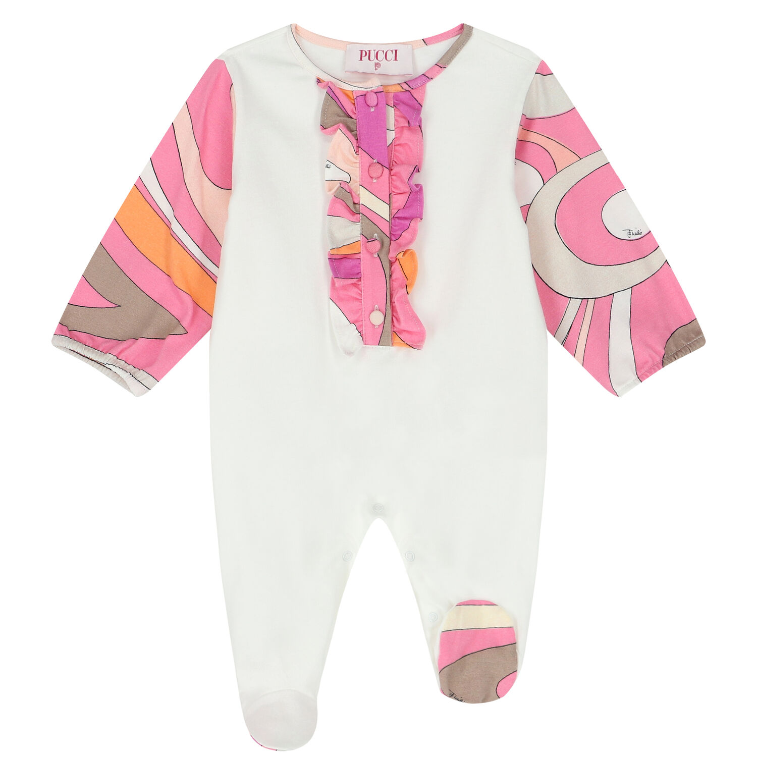 Baby Girls Ivory & Pink Marmo Babygrow Set, 1, hi-res