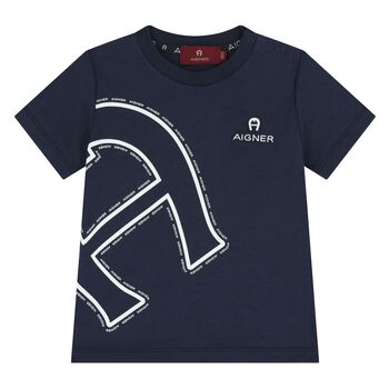 Younger Boys Navy Blue Logo T-Shirt 