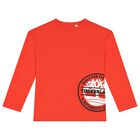 Boys Orange Logo Long Sleeve Top, 2, hi-res