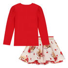 Girls Red & Ivory Teddy Skirt Set, 1, hi-res