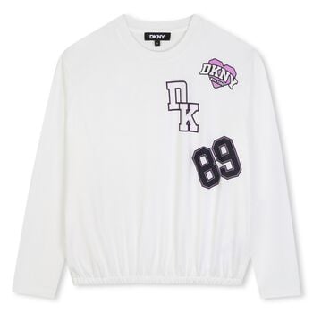 Girls Ivory Logo Long Sleeve Top