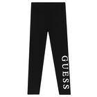 Girls Black Logo Leggings, 1, hi-res
