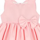 Girls Pink Bow Satin Dress, 1, hi-res