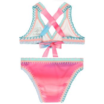 Girls Multi-Coloured Embroidered Bikini