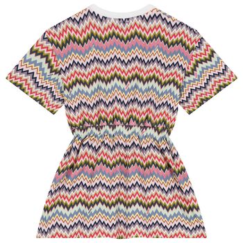 Girls Pink Multi-Coloured Zigzag Dress