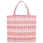 Girls Pink & White Logo Zig Zag Tote Bag, 1, hi-res