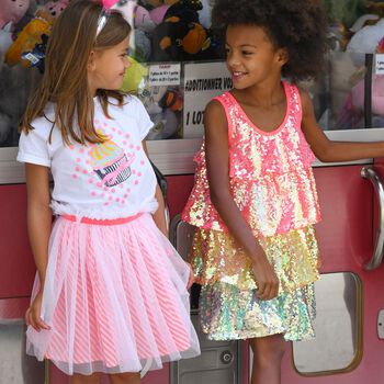 Girls White & Pink Tulle Skirt & Scrunchie Set