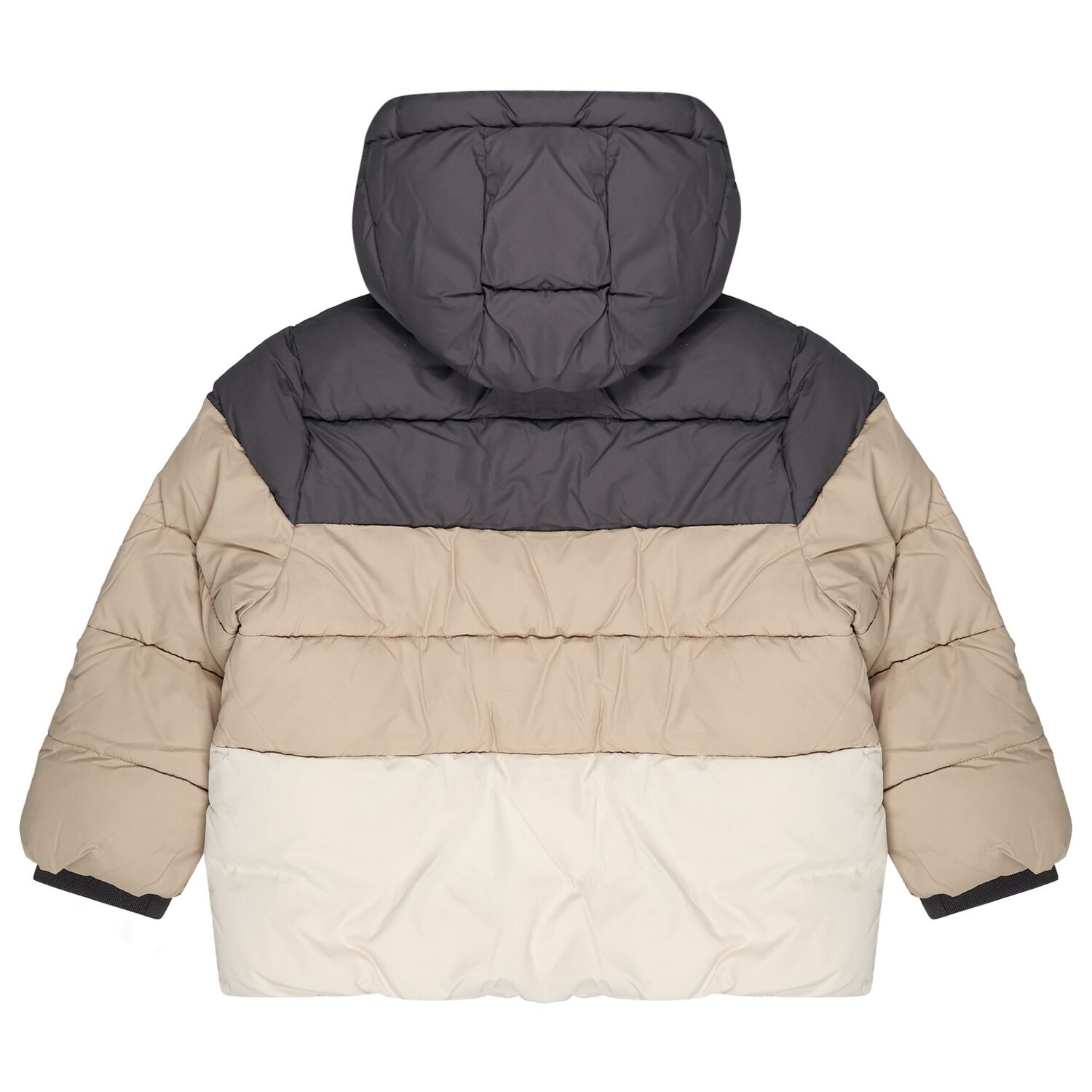 Boys Grey & Beige Padded Puffer Jacket, 1, hi-res