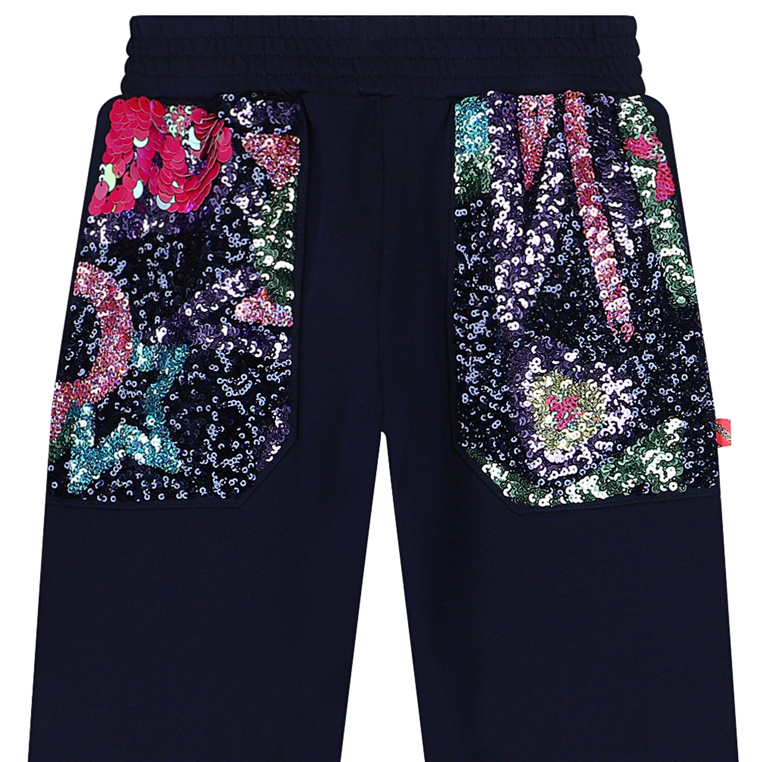 Girls Navy Blue Sequins Joggers, 1, hi-res