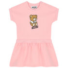 Younger Girls Pink Teddy Logo Dress, 4, hi-res