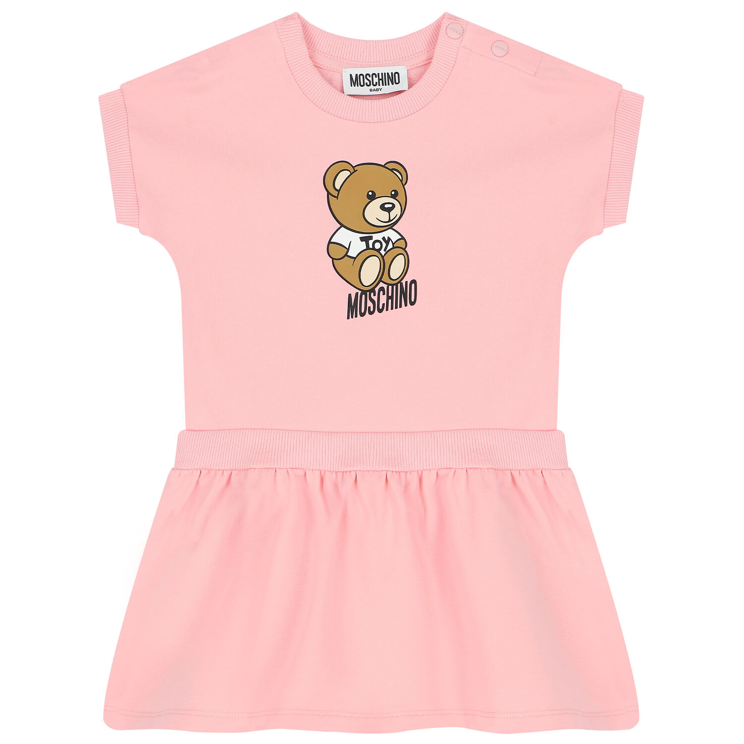 Younger Girls Pink Teddy Logo Dress, 4, hi-res