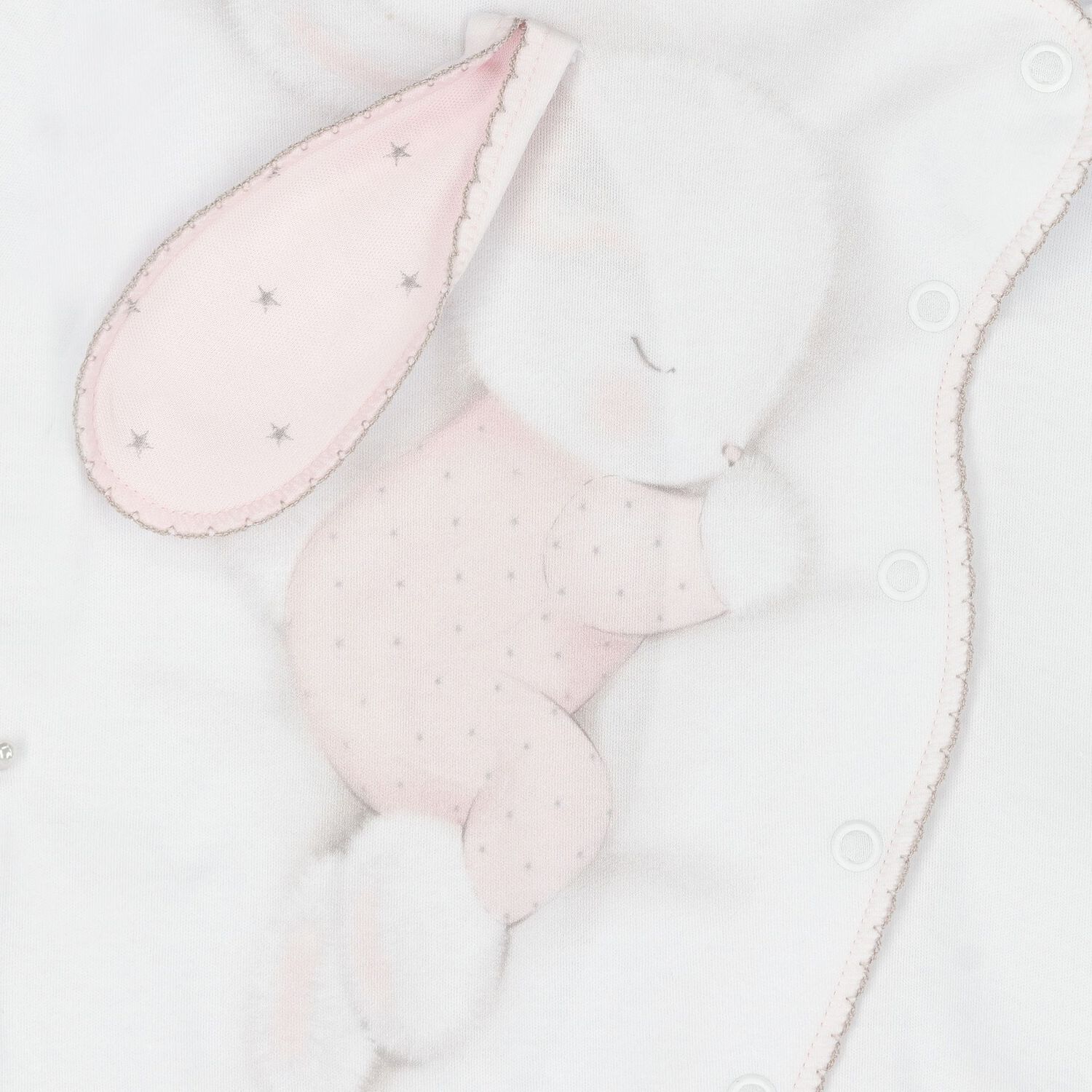 Baby Girls White & Pink Bunny Babygrow, 2, hi-res