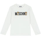 White Teddy Bear Logo Long Sleeve Top, 1, hi-res