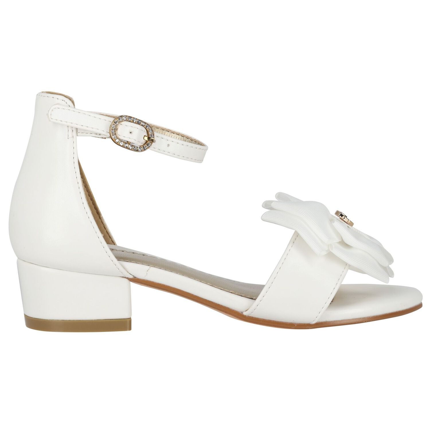 Girls Ivory Bow Sandals, 3, hi-res