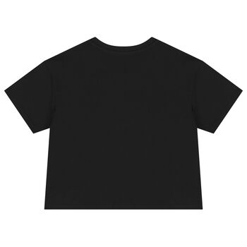 Girls Black Logo Sequin T-Shirt