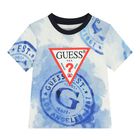 Baby Boys White, Blue & Navy Blue Logo Shorts Set, 1, hi-res