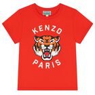 Girls Red Logo Tiger T-Shirt, 1, hi-res