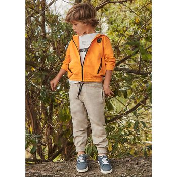 Boys Orange & Beige Tracksuit Set