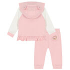 Younger Girls Pink & Ivory Logo Tracksuit, 1, hi-res