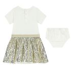 Younger Girls White Sequin Dress Set, 1, hi-res