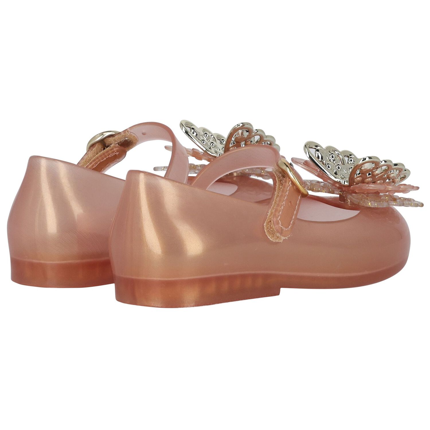 Girls Pink & Gold Butterly Jelly Shoes, 1, hi-res image number null