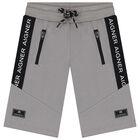 Boys Grey Logo Shorts, 2, hi-res