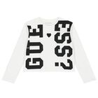 Girls White Logo Long Sleeve Top, 1, hi-res