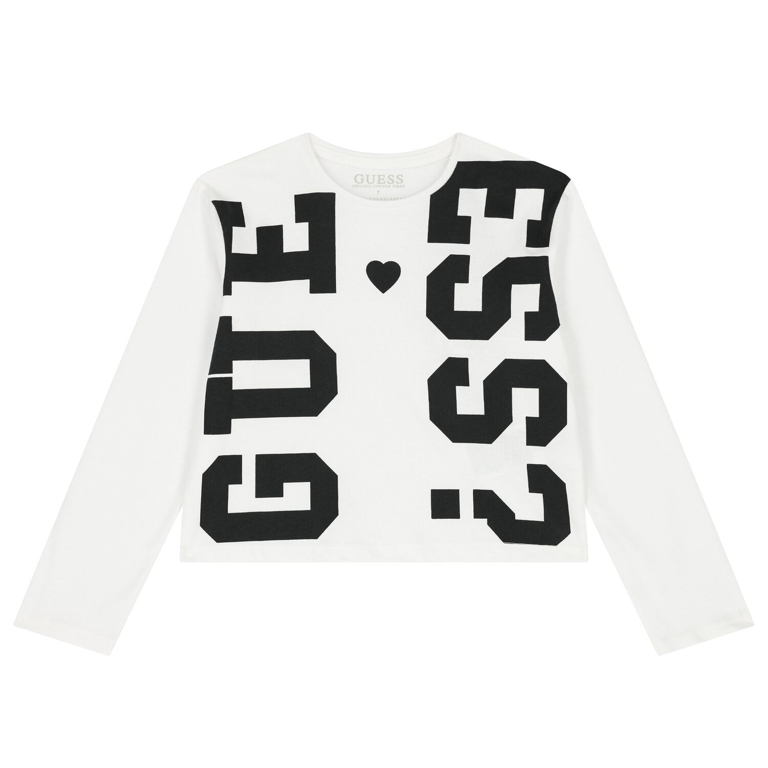 Girls White Logo Long Sleeve Top, 1, hi-res