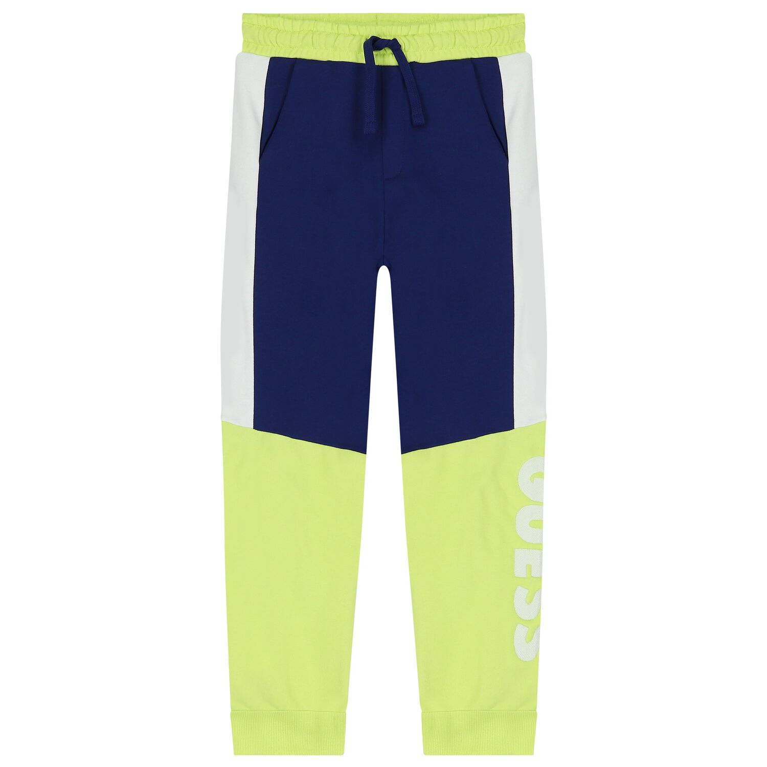 Boys Navy Blue & Green Logo Joggers, 2, hi-res image number null