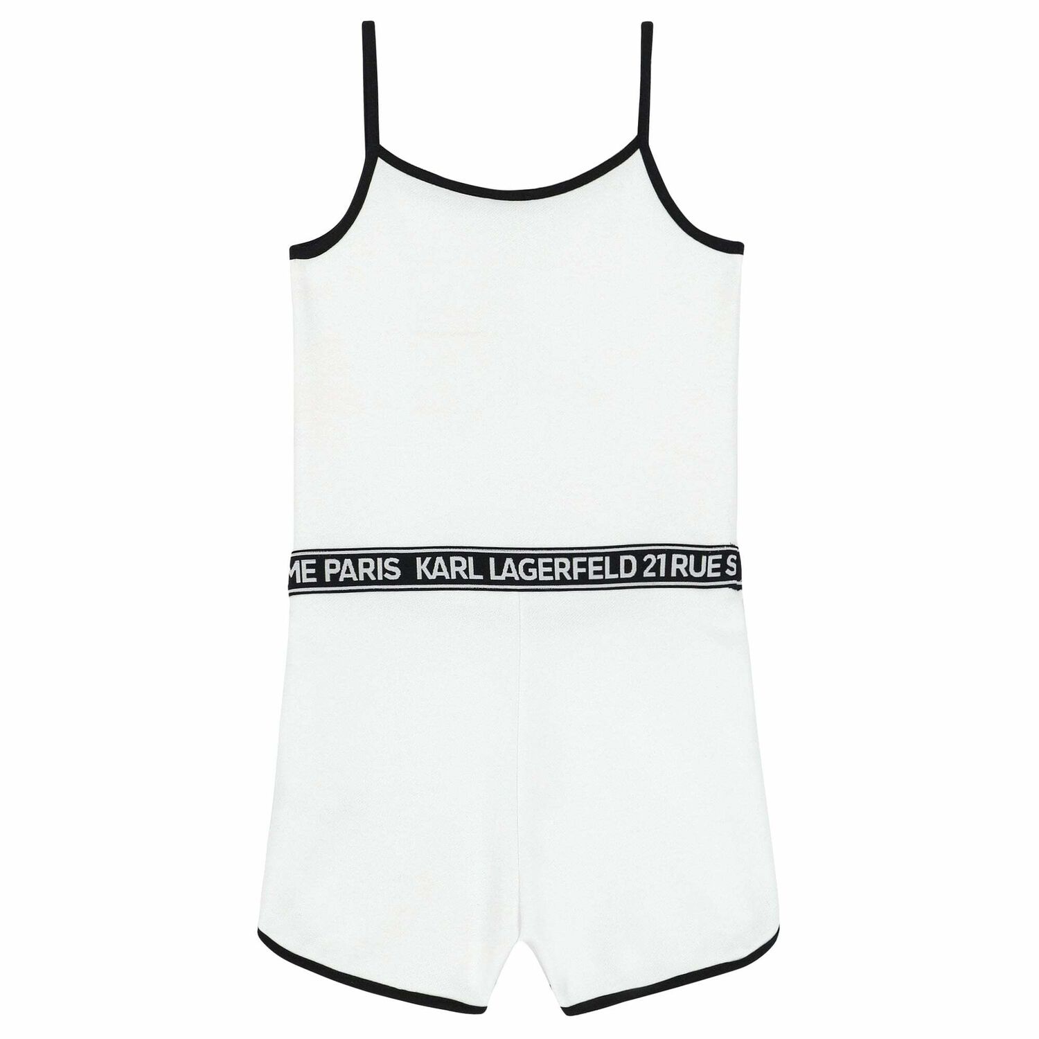 Girls White Logo Playsuit, 1, hi-res