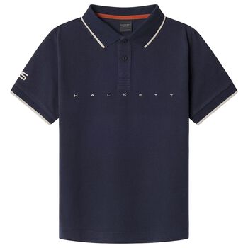 Boys Navy Blue & Beige Polo Shirt