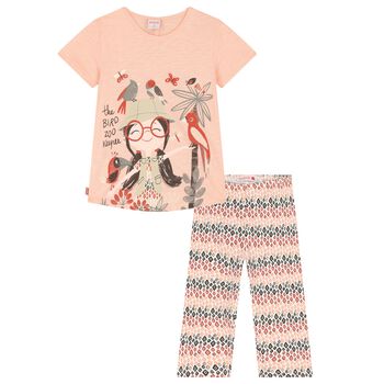 Girls Pink & Ivory Leggings Set