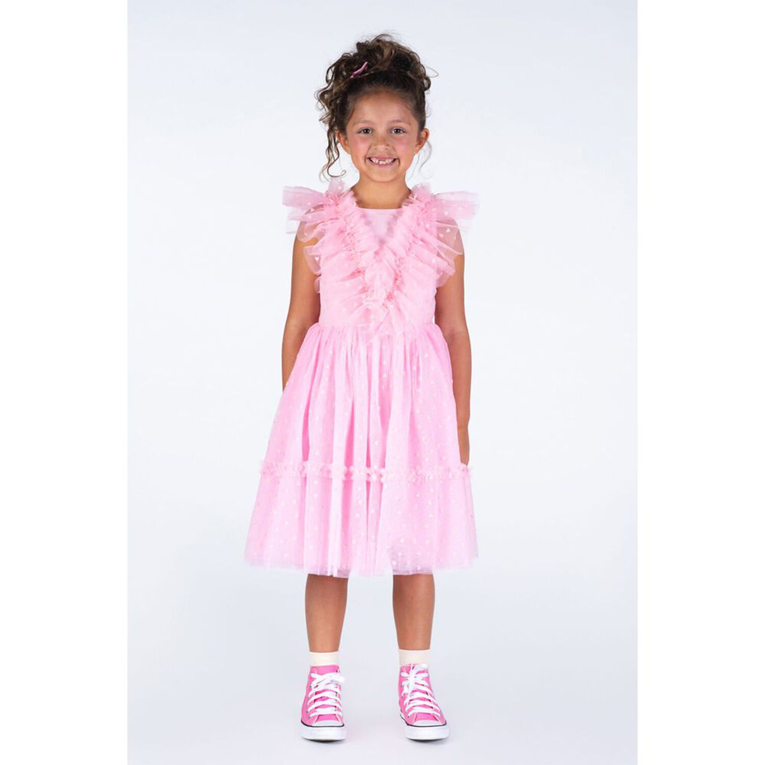 Girls Pink Tulle Dress, 1, hi-res