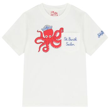 Boys White Octopus T-Shirt