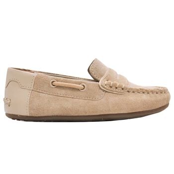 Boys Beige Suede Leather Moccasins 