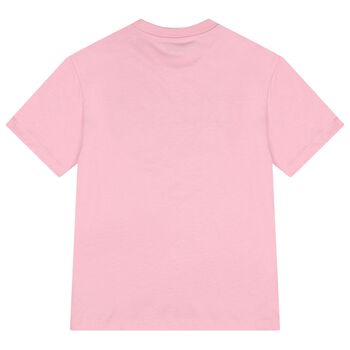 Girls Pink & Black Logo T-Shirt