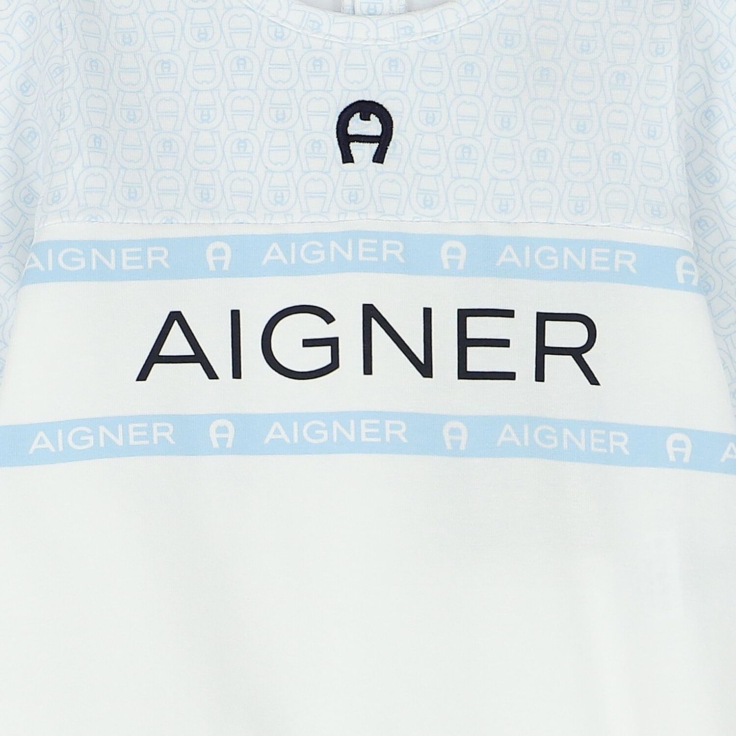 Baby Boys White & Blue Logo Babygrow, 2, hi-res