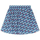 Girls Blue Logo Cotton Skirt, 1, hi-res