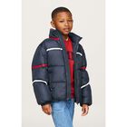 Boys Navy Blue Logo Puffer Jacket, 1, hi-res