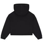 Girls Black Logo Hooded Top, 1, hi-res