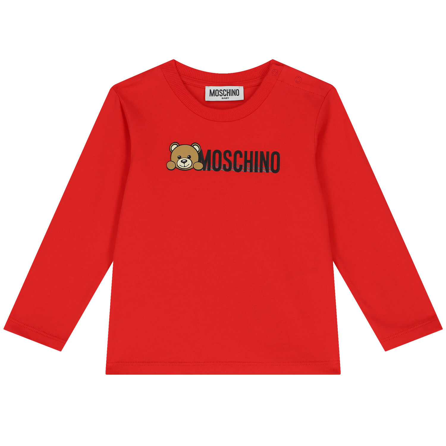 Red Teddy Bear Logo Long Sleeve Top, 3, hi-res