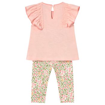 Younger Girls Pink, White & Green Leggings Set