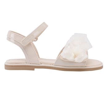 Girls Ivory Tulle Ruffle Sandals