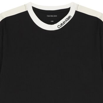 Boys Black & Ivory Tape Cotton Jersey T-Shirt