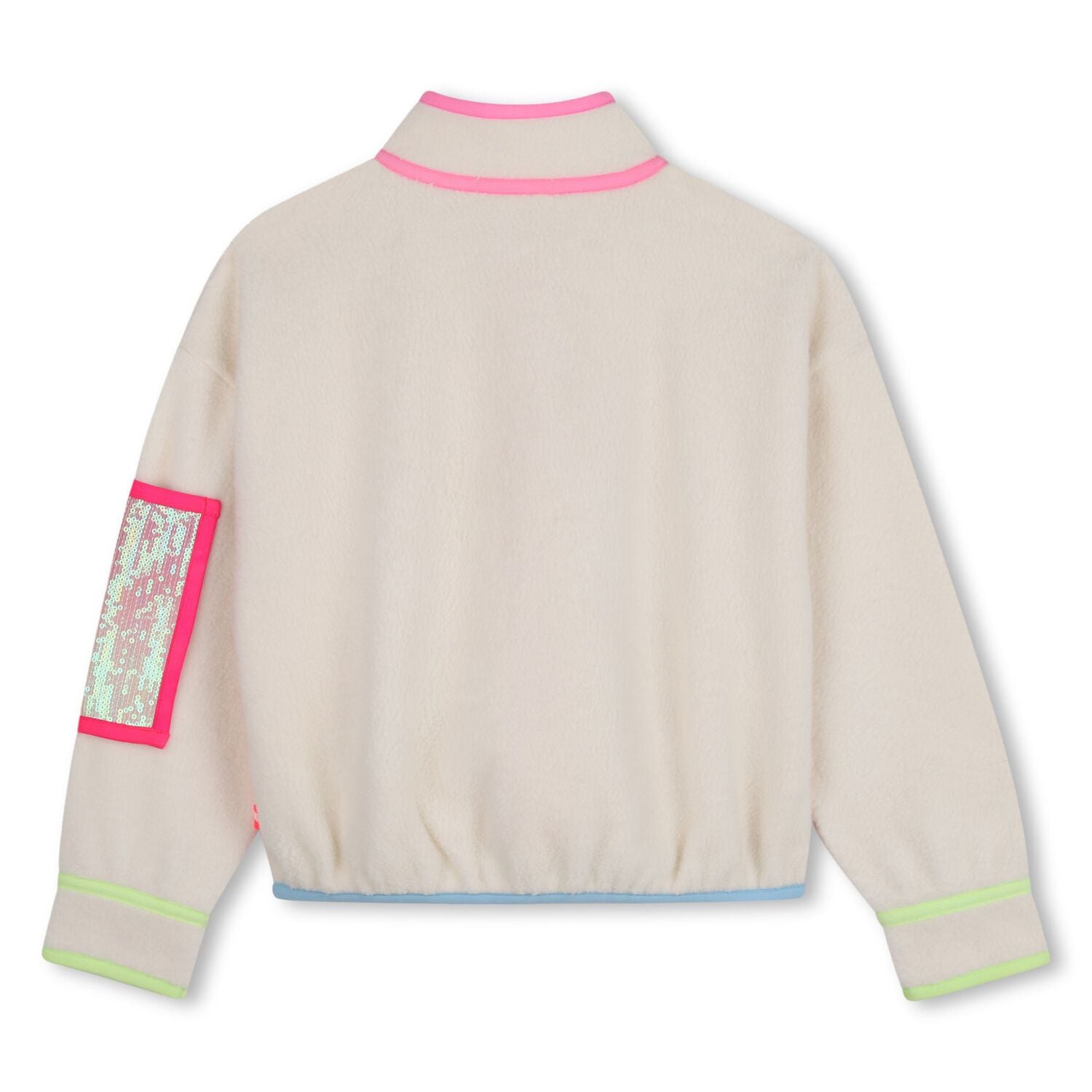 Girls Beige Fleece Zip Up Top, 1, hi-res