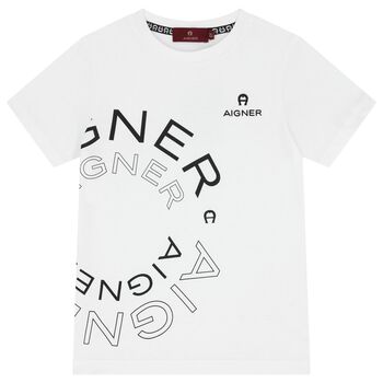 Aigner Boys White Logo T-Shirt, 1 Boys White Logo T-Shirt