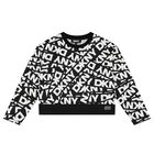 Girls White & Black Logo Long Sleeve Top, 1, hi-res