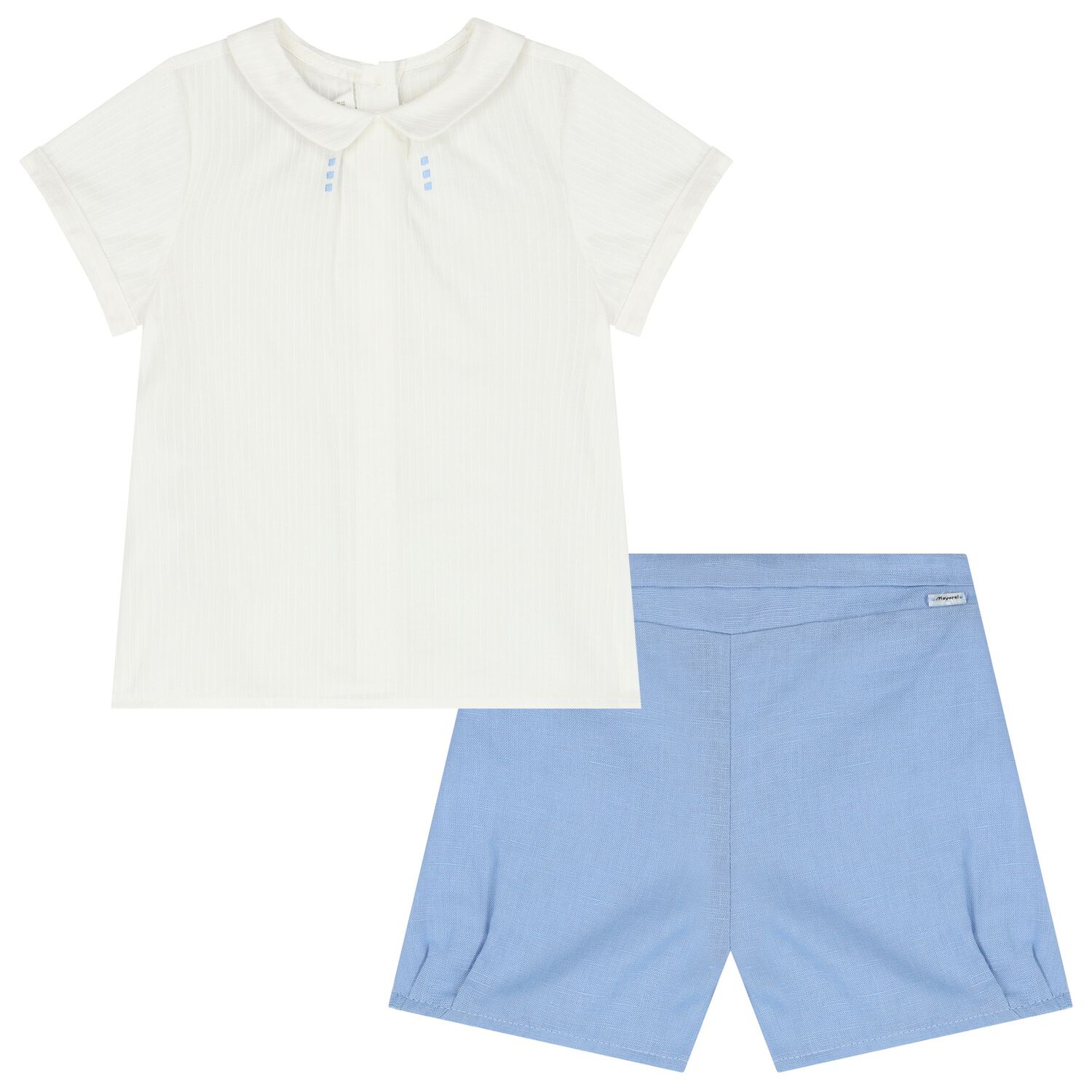 Baby Boys White & Blue Shorts Set, 2, hi-res