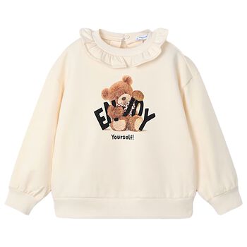 Girls Ivory Teddy Bear Sweatshirt